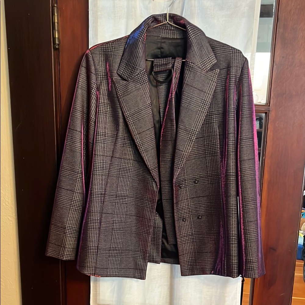 Noli Yoga Black Line Purple Iridescent Blazer (NWT)